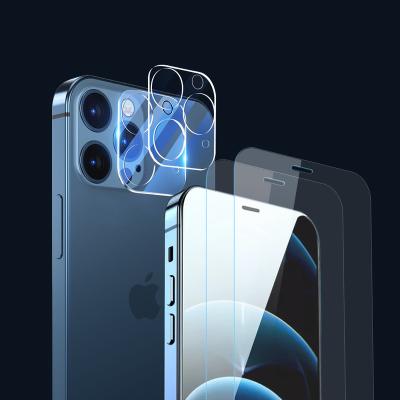 China Mobile Phone 4 Pack HD Clear Screen Protector And Camera Lens Protector For iPhone 12 Pro Max 9H Tempered Glass Film for sale