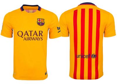 China Yellow 10 Messi football uniform Soccer Shirts For Men Barcelona Away for sale