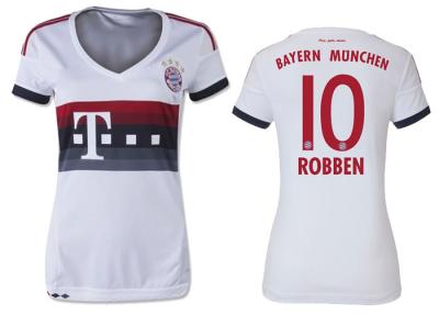 China Het Voetbal Jerseys, het voetbaluniformen FC Bayern Munich van witte Ventilatorsvrouwen van vrouwen weg Te koop