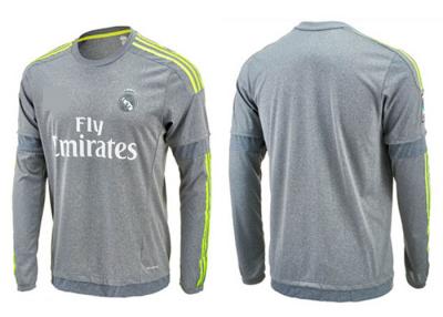 China Real Madrid Grey Football Sportswear Long Sleeve Soccer Jersey Training Suit L S for sale