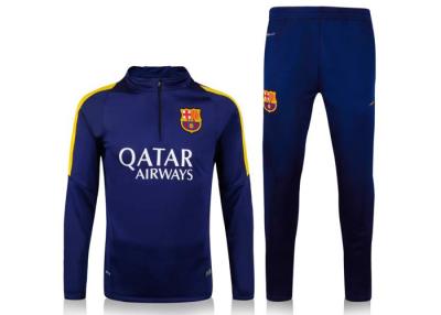 China Soccer Team Tracksuits Comfortable Men's Football Training Suit Barcelona Dark Blue for sale