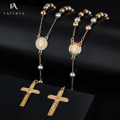 China FASHIONABLE Hot-selling Luxury Gold Filled Virgin Mary of Virgen De Guadalupe Rosario Oro Laminado Holy Mary de La and Crucifix Rosary Necklace for sale