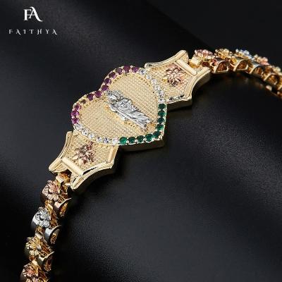 China High Quality FB0047 Professionally Designed AAAAA Zircon Jude Disc Inlaid St 18k Gold Plated Weight Bracelet Oro Laminado for sale