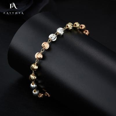 China FB0062 wholesale CLASSIC 18k tricolor plated gold ball bead bracelet Halloween pumpkin bead bracelet for women for sale