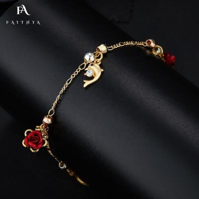 China Adjustable Religious Virgin Mary Bracelet Animal Dolphin Cute 14k Rose Gold Plated Bracelet FB0067 Multi Religious Style for sale