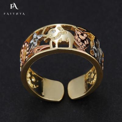 China Newest Cute Faithya Oro Laminado Buena Suerte Anillo Gold Plated Good Luck Ring Adjustable One Size Opening Adjustable Open Ring for sale