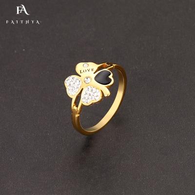 China Fashion FR2473 2022 New Yiwu High Titanium Steel Stainless Steel Jewelry 18k Gold Plated Diamond Ring Lover's Gift for sale