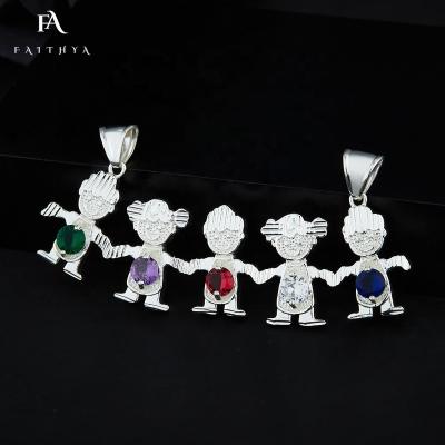 China FP0009-S Faithya Boys And Girls Zircon Necklace Cute Promotional 1 Year Old Boy Girl Gifts Charm Necklace for sale