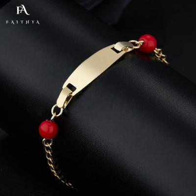 China FB0059 Faithya CLASSIC Lightweight Jewelry 14k Gold Plated Small And Child Friendly Red Dial 4 Beads Fashion Bracelet for sale