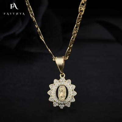 China Elegant FP1051 Women's Religious Gift Sunflower Precision Inlaid Zircon Copper 18k Gold Plated Religious Pendant for sale