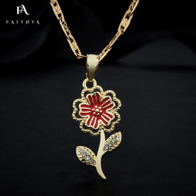 China CLASSIC hot sale FP1004 sunflower charm enamel and diamonds 14k 18k gold plated lace pendant for young girls for sale