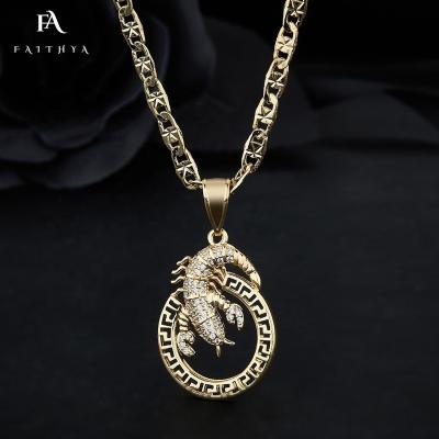 China Other FP1068 Exquisite Hand Carved 3D Scorpion Crawling Diamond 18k Gold Plated Pendant For Men Women for sale