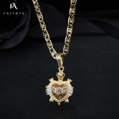 China FP1067 Small Cute Exquisite Cute Zircon Mini Turtle 18k Colorful Animal Gold Plated Pendant for sale