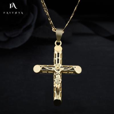 China FP1047 Yk Religious Exclusive Design 14k Gold Plated Hollow Cross Jesus Jerusalem Men Pendant Gift For Men for sale