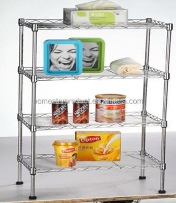 China Sustainable Steel 4 Tier Metro Wire Shelving System, Chrome Finish for sale