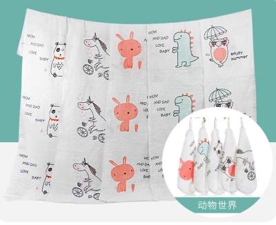 China Anti-Static Running Safety Printed Baby Saliva Towel Square Dyed Small Double Combed Muslin Cotton Fabric for sale