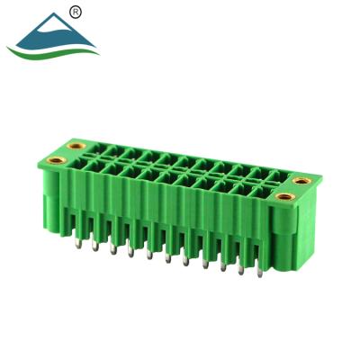 China PA66 Dual Rows Plug Male Terminal Blocks With Nut Wire Connectors For PCB 3.5mm Pitch for sale