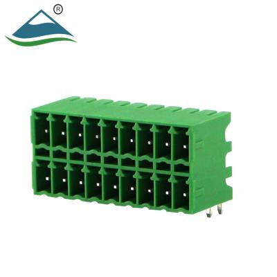 China PA66 Dual Rows Plug In Male Terminal Blocks Wire Connectors For PCB 3.81mm Pitch for sale