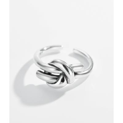 China TRENDY Handmade Knot Open Ring For Women Solid 925 Sterling Silver Jewelry for sale