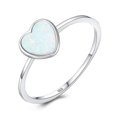 China FASHIONABLE Opal Ring Sterling Ring Heart Shape Silver Gemstone Stacking Ring for sale