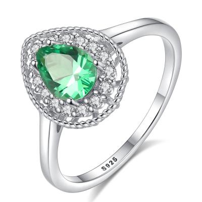 China TRENDY Green Zircon Rings For Women Silver Multicolor Birthstone Ring Coloring Ring for sale