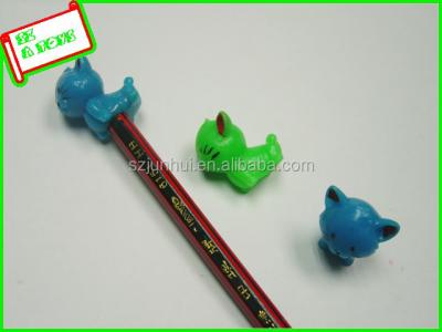 China Pen Topper Cat Plastic Character Pencil Squishy Rubber Hat for sale