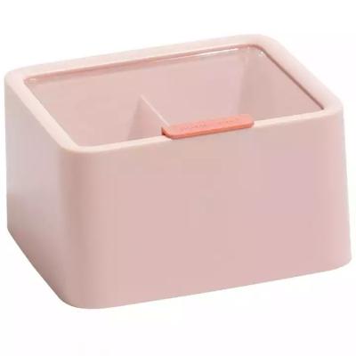 China The Double-Layer Transparent Desktop Organizer Sustainable Household Storage Box Case with Lid for Lipstick Hair Clips Jewelry Cotton Pad for sale