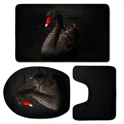 China 3PCS Customized Viable Set Non-slip Bathroom Cover Contour Mat Toilet Lid Cover for sale