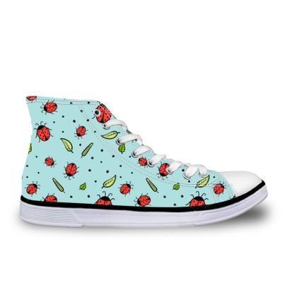 China Lit Women Vulcanize Cute Red Women Casual Shoes Ladybug Canvas High Top Tenis Feminino Sneakers Flats Shoes for sale