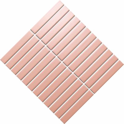 China Flat parquet stripe rectangle porcelain mosaic tile 22x145mm porcelain slabs wall tiles design by Italy for living room reading room for sale