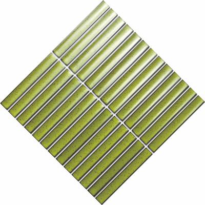 China Europe stripe rectangle porcelain crystal mosaic tile 20x145mm porcelain tiles wall tiles design by Italy for living room reading room for sale