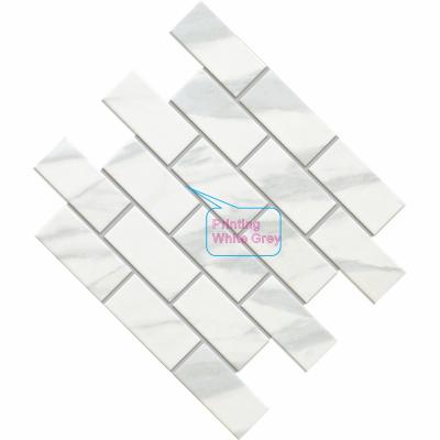 China White Ceramic Beveled Shiny White Mosaic Flooring Flooring Rabbit Flooring Rabbit Interior Decoration Tiles Ceramic Mosaic Slab for sale