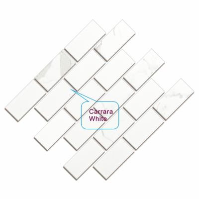 China Carrara White Mosaic Tiles Parquet Rabbit White Ceramic Mosaic 1-7/9