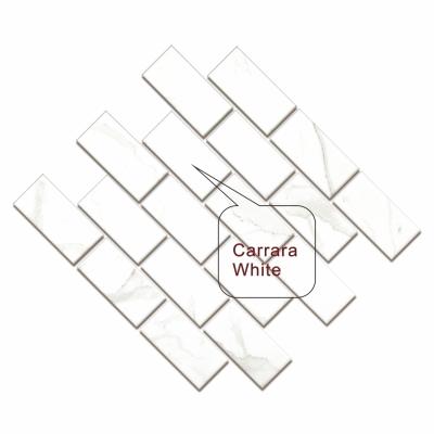 China Europe Subway Tiles Glaze Mosaic Tiles Ceramic Beveled Glossy White Wall Tiles Mosaic 1-7/9