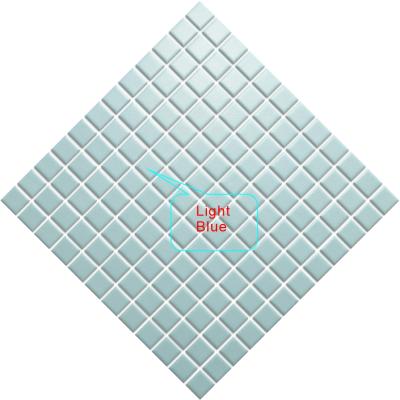 China Europe Light Blue Gloss Ceramic Mosaic Tiles Bathroom Tiles Pool Mosaic 8/9 Inch X 8/9 Inch Bathroom Room Wall Tiles for sale