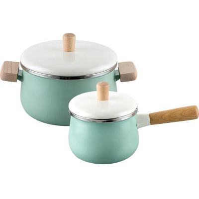 China Two Ears 3.2liter Japanese Enamel Cookware Enamel Casserole Enamel Cast Iron Casserole Pot Set for sale