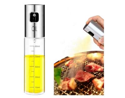 China Viable Press Push Kitchen BBQ Oil Dispenser Bottle Olive Oil Sprayer Bottle Olive Oil Dispenser Diet Meal Frying Oil Transparent Glass Controller for sale