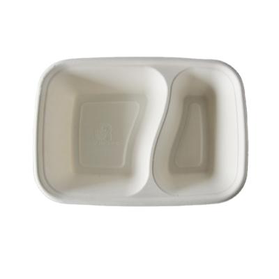 China 1000ml Sugarcane Bagasse Food Container Disposable Biodegradable American Style Bagasse Rectangular Paper Take Away Disposable Style Bagasse Pulp Box For Food for sale