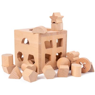 China Wholesale Intelligence Wooden 17 Beech Hole Shape 3d Assortment Game Kids Wooden Box Toys for sale