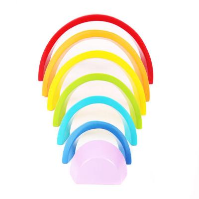 China Building Toy Wholesales Large Building Blocks Montessori Educational Rainbow Stacking Wooden Toy for sale