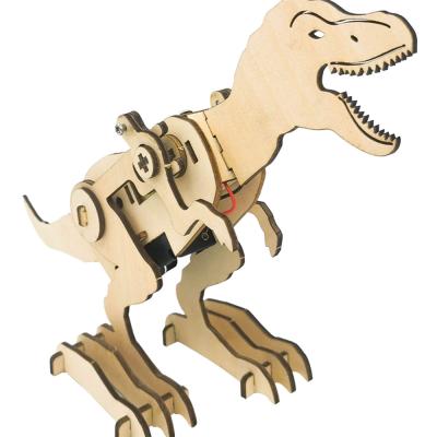 China Toy In China Science Physics Educational Electric Wooden Rod Toys DIY T-Rex Kits Assemble Dinosaur Wooden Children Other Toys for sale