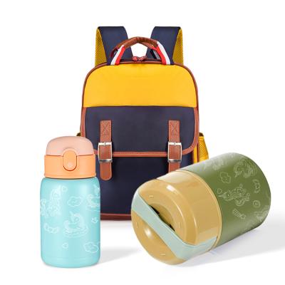 China Cute Waterproof Student Backpack Bag Children School Bags And Lunch Box Vacuum Flask 3 In 1 Set for sale