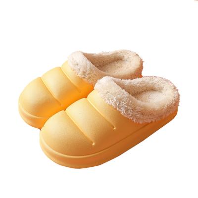 China Warm Indoor Slipper Winter Home Slipper Sweat-absorbent Bedroom Anti EVA Luxury Slippers With Plush Lining For Adult for sale