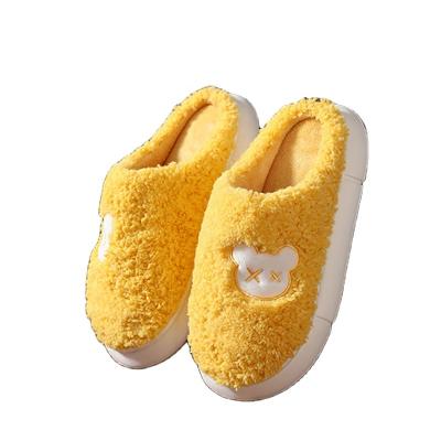 China CUSHIONING Winter Shoe Women Warm Bear Fluffy Slippers With Thick Bottom And EVA Plush Lining Bedroom Home Slippers Mens Slippers for sale