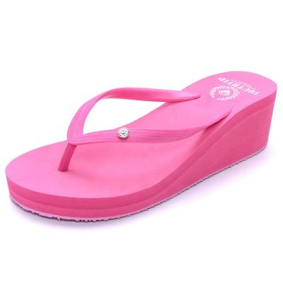 China Fashion Trend Summer 6cm Beach Heel Flip Flops Outdoor Indoor Ladies Sandals High Toe EVA Wedge Slippers Open For Women for sale