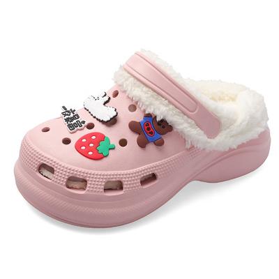 China CUSHIONING Luxury Anti Slip Winter Warm Home Slipper Cartoon Charming EVA Clogs With Plush Lining For Women for sale