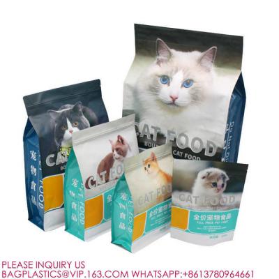 中国 Resealable Aluminum Foil Pouch 5kg 10kg Cat Food Packaging Flat Bottom Pet Ziplock Bag 販売のため