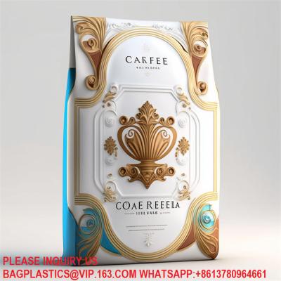 China Custom Logo Matt Black Coffee Beans Yam Flour Cassava Flakes Aluminum Foil Flat Bottom for sale