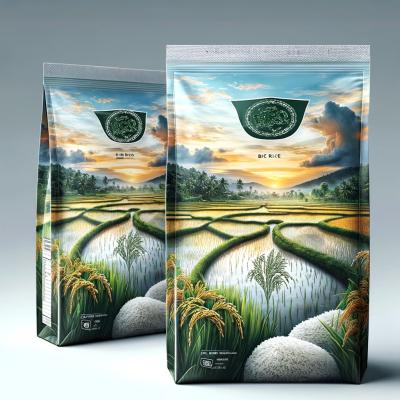 中国 Customized Logo Sustainable Pack 1kg 2kg 5kg 10kg Flat Bottom Pouch Rice Packaging Bags 販売のため