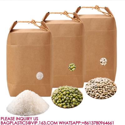 中国 High Quality Durable Brown Natural Rice Bags Kraft Paper Dried Food rice Packaging Bags 販売のため